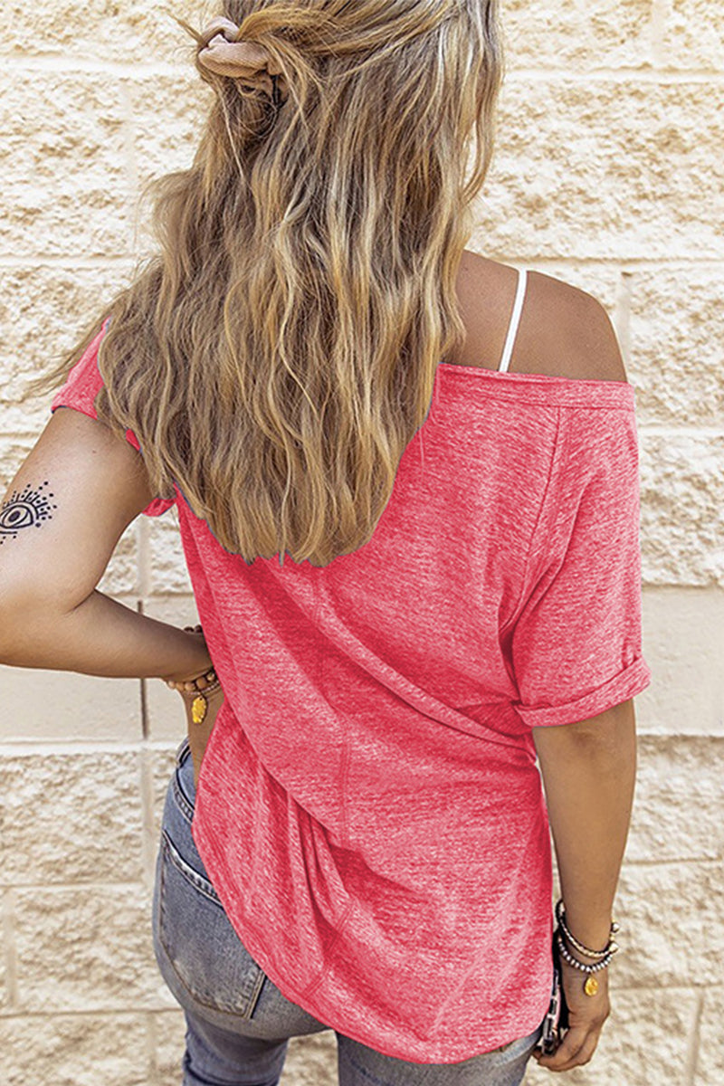 Casual Simplicity Solid Patchwork V Neck Tops