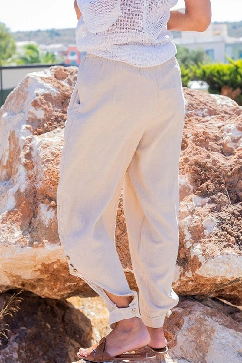 Casual Solid Patchwork Loose Mid Waist Harlan Solid Color Bottoms(6 Colors)