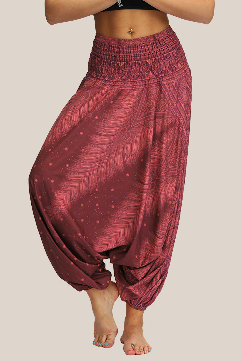 Casual College Print Patchwork Loose High Waist Lantern Full Print Bottoms