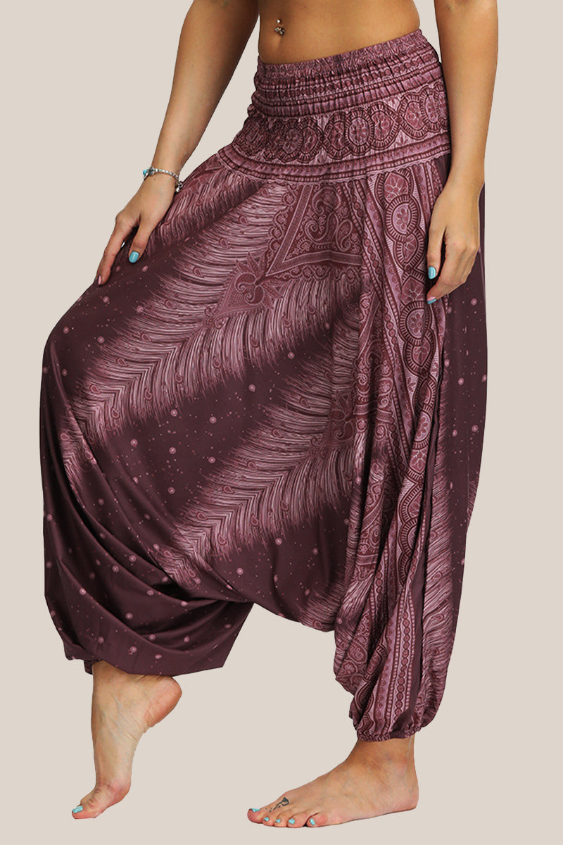 Casual College Print Patchwork Loose High Waist Lantern Full Print Bottoms