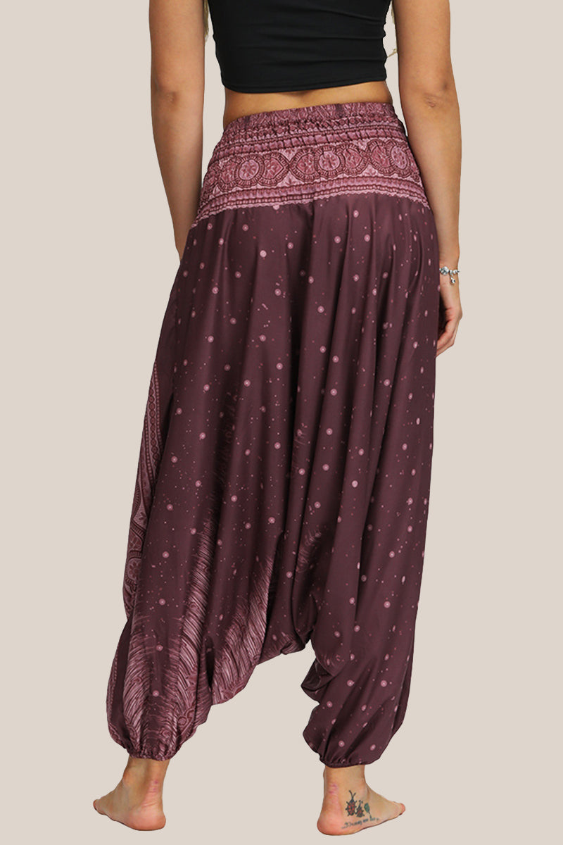 Casual College Print Patchwork Loose High Waist Lantern Full Print Bottoms