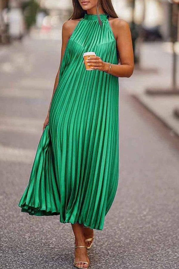 Take Me There Pleated A-line Loose Midi Dress