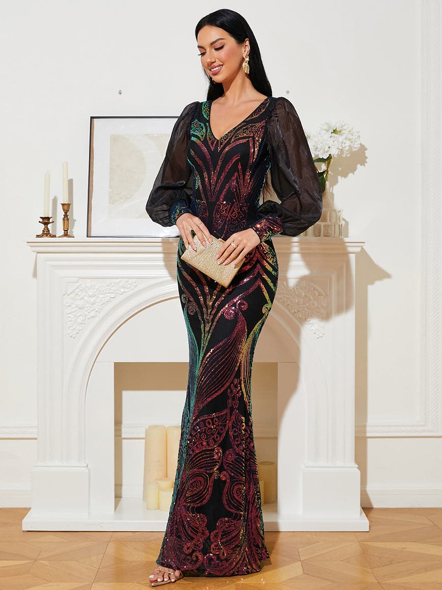 V-Neck Backless Evening Dress JMT1047