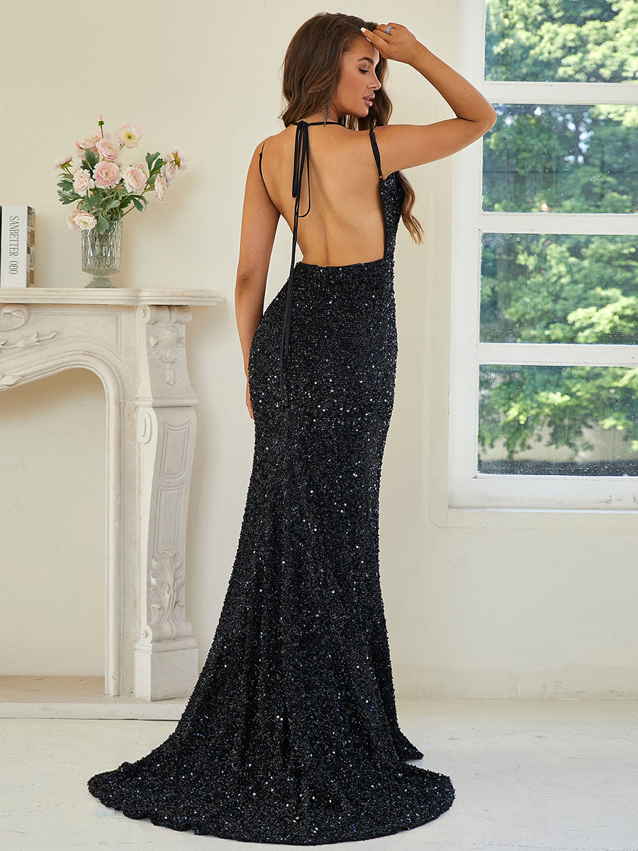 Slit Hem Mermaid Evening Dress XJ2504