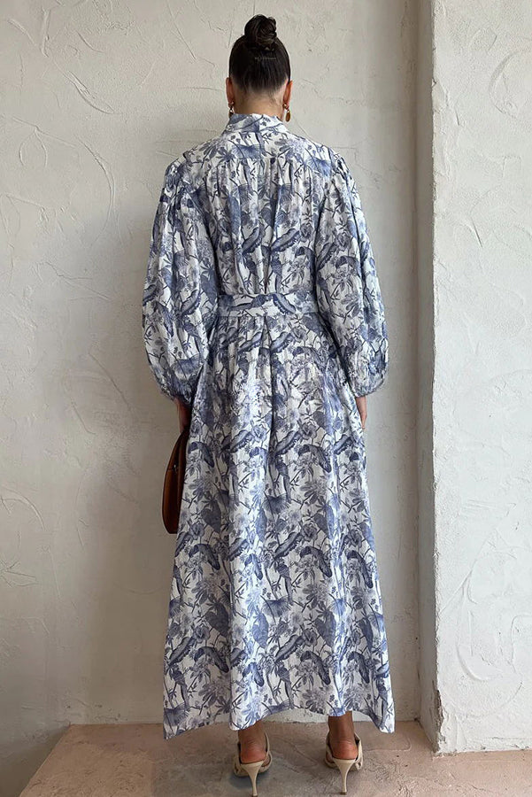 Transform Your Wardrobe Jungle Print Belt Pocketed Shirt Maxi Dress
