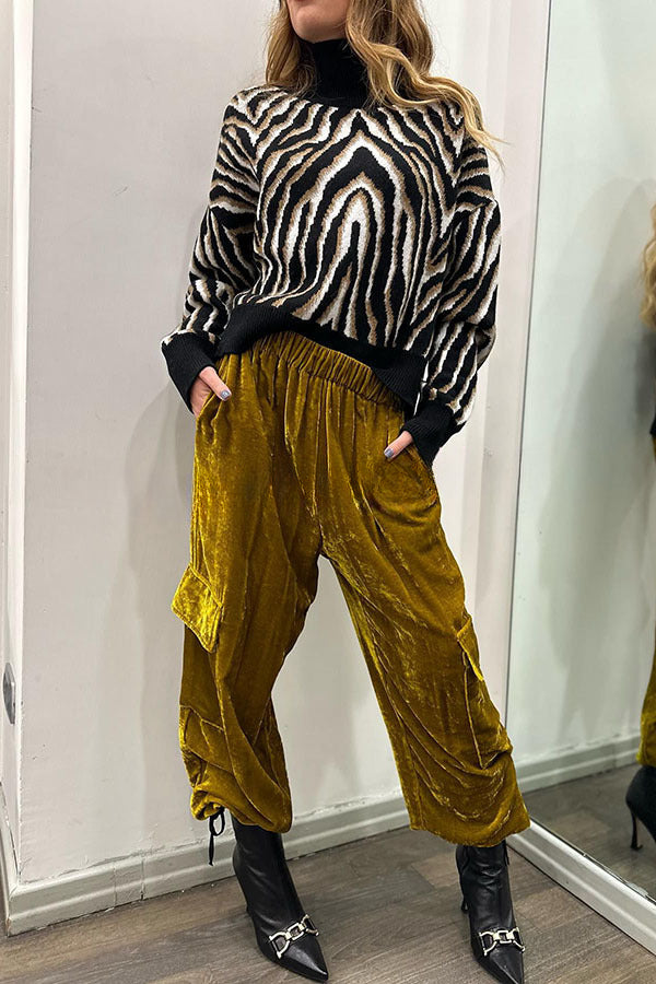 Small Town Romance Velvet Pocketed Elastic Waist Joggers