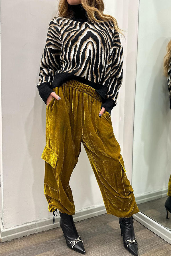 Small Town Romance Velvet Pocketed Elastic Waist Joggers