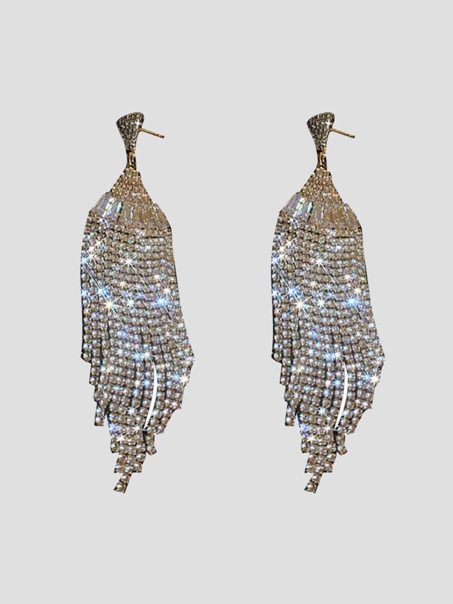 Scalloped Fringe Zircon Earrings MSE092402