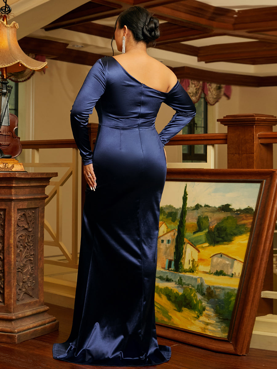 Plus Size One Shoulder Split Prom Dress PRH30166