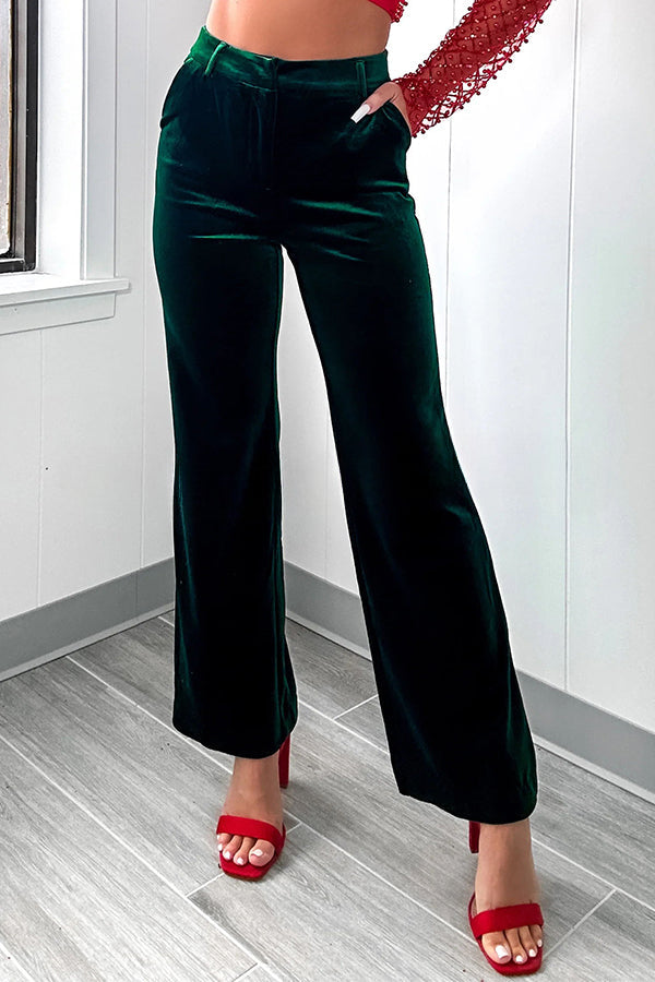 Very Much So Velvet Back Elastic Waist Pocketed Pants