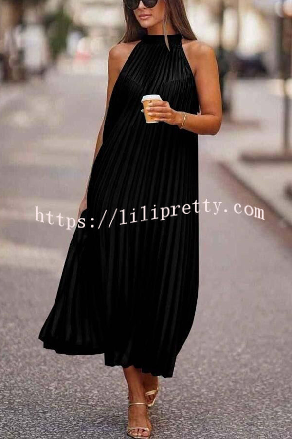 Take Me There Pleated A-line Loose Midi Dress