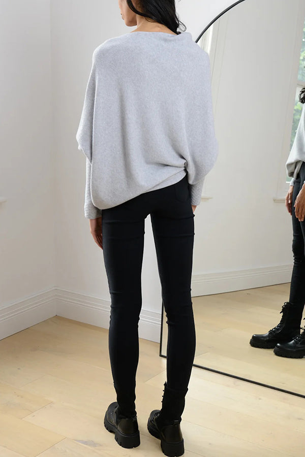 Solid Color Round Neck Long Sleeve Loose Knitted Sweater