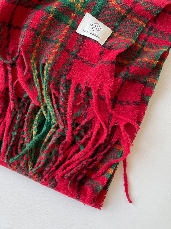 Plaid Tasseled Shawl&Scarf