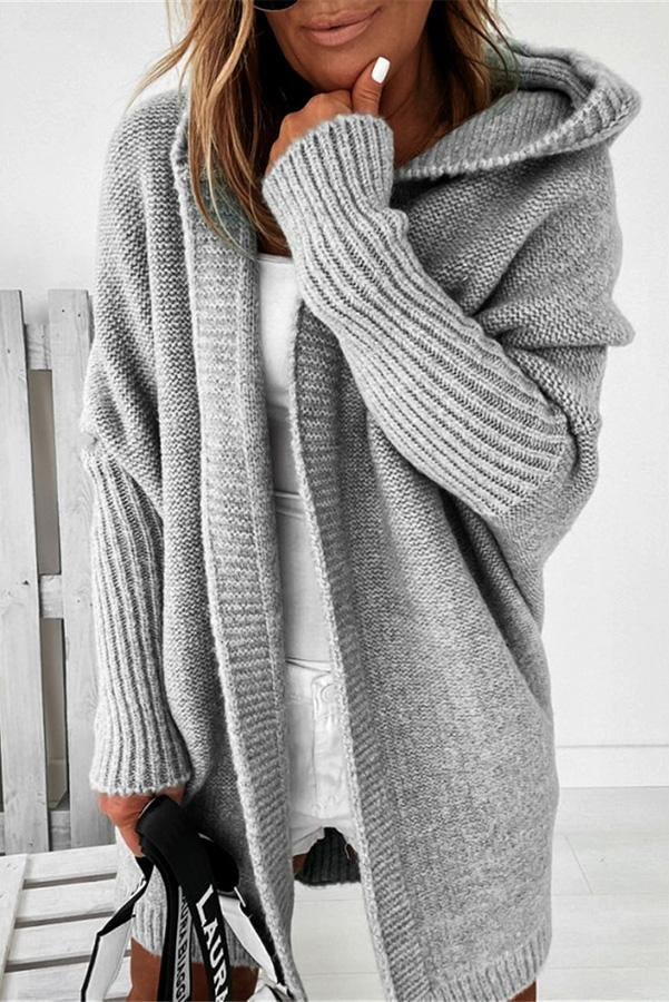 Fall for Nyc Solid Hooded Casual Cardigan