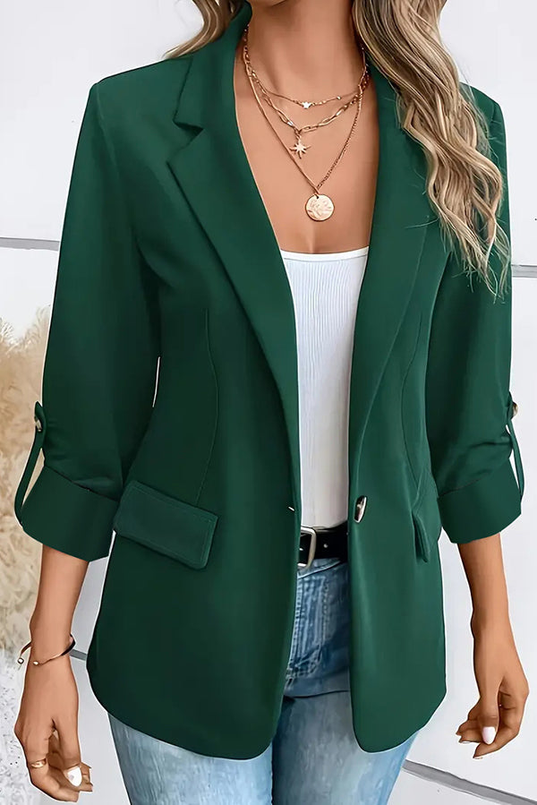 Solid Color Casual Long Sleeve Lapel Blazer