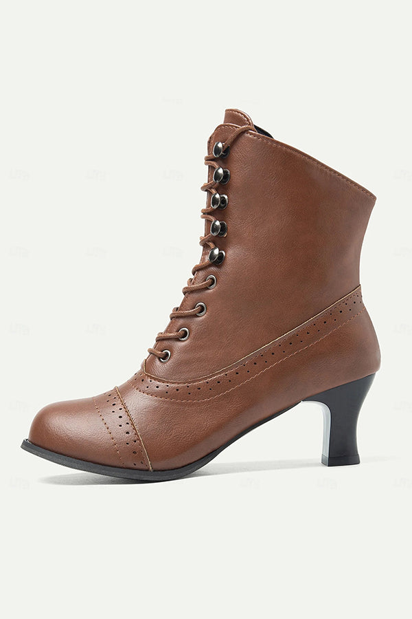 British Style Thick Heel Mid Calf Boots