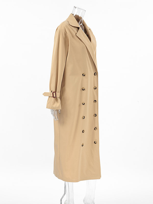 Long Sleeves Loose Split-Joint Lapel Outerwear Trench Coats