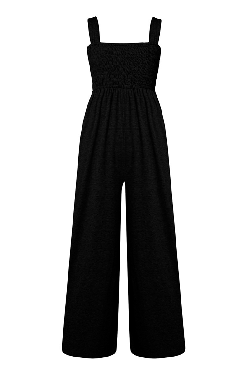 Casual Solid Patchwork Square Collar Straight Jumpsuits(4 Colors)