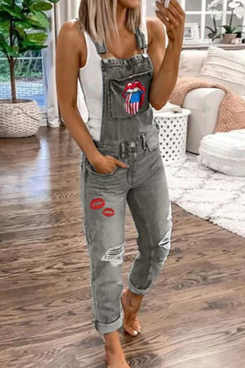 Casual Print Split Joint Harlan Jumpsuits