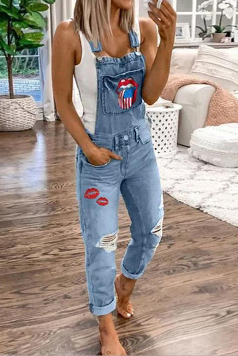 Casual Print Split Joint Harlan Jumpsuits