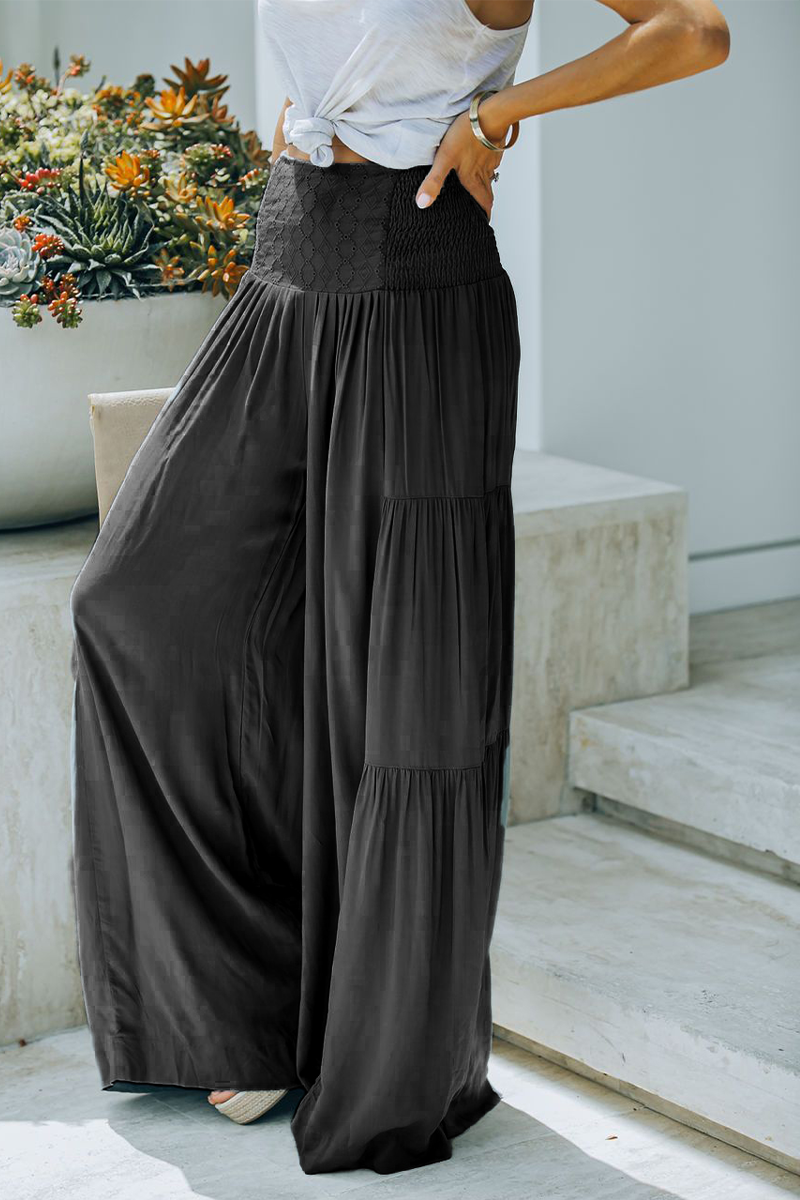 Casual Solid Patchwork Loose High Waist Wide Leg Solid Color Bottoms