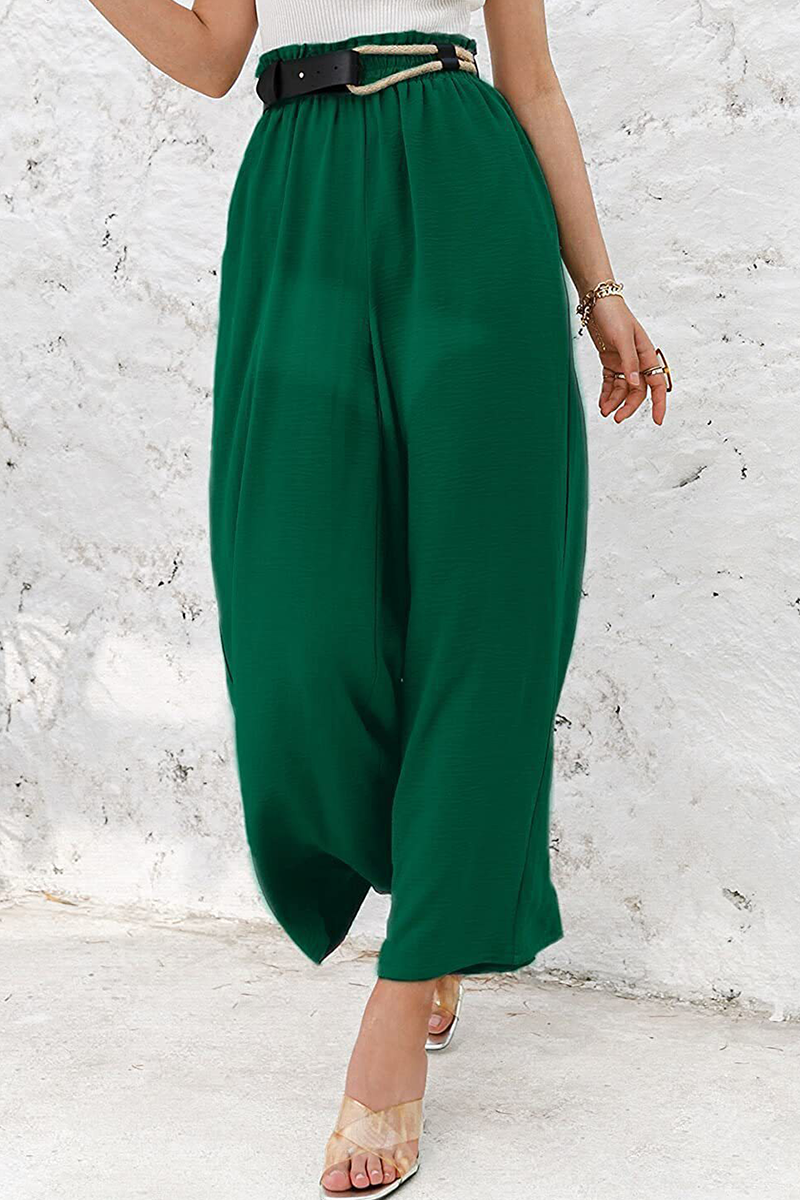 Fashion Solid Split Joint Loose High Waist Wide Leg Solid Color Bottoms