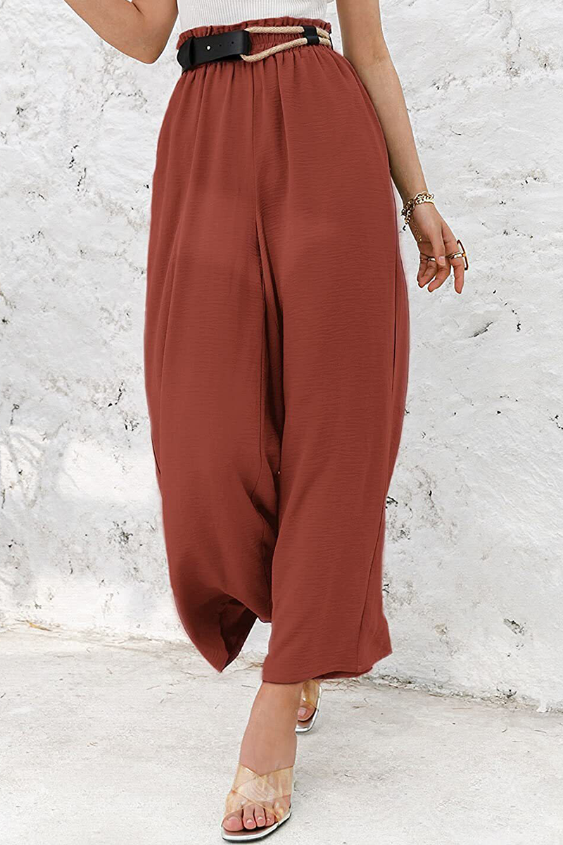 Fashion Solid Split Joint Loose High Waist Wide Leg Solid Color Bottoms