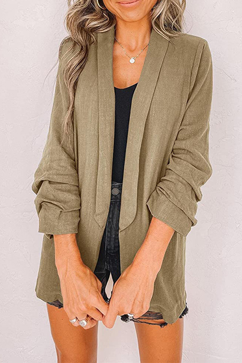 Casual Solid Patchwork Cardigan Collar Outerwear