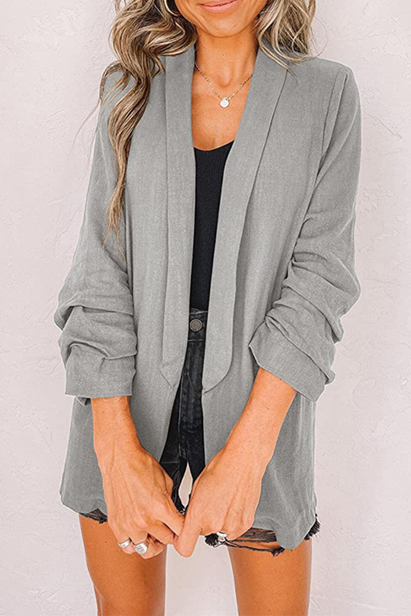 Casual Solid Patchwork Cardigan Collar Outerwear