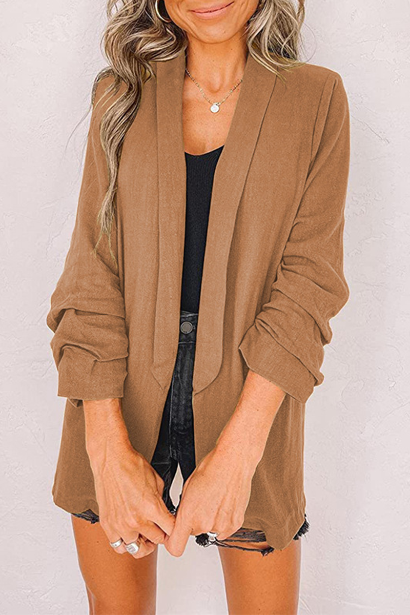 Casual Solid Patchwork Cardigan Collar Outerwear