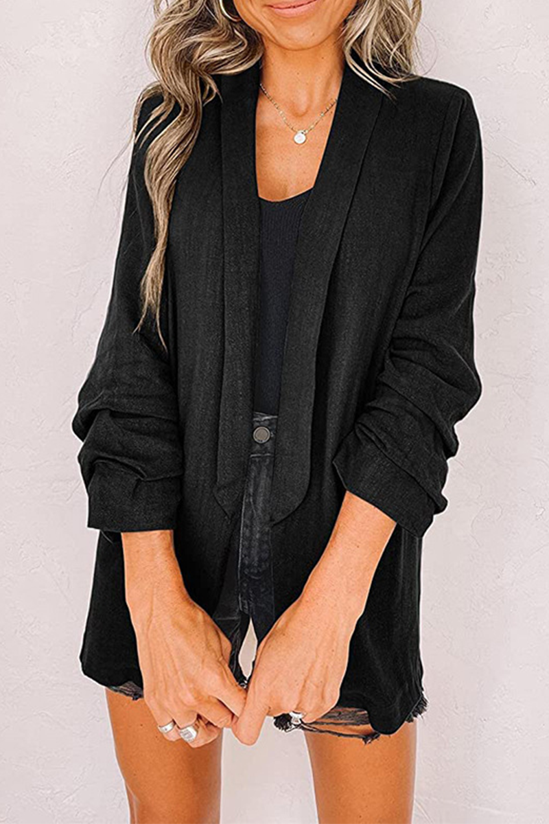 Casual Solid Patchwork Cardigan Collar Outerwear