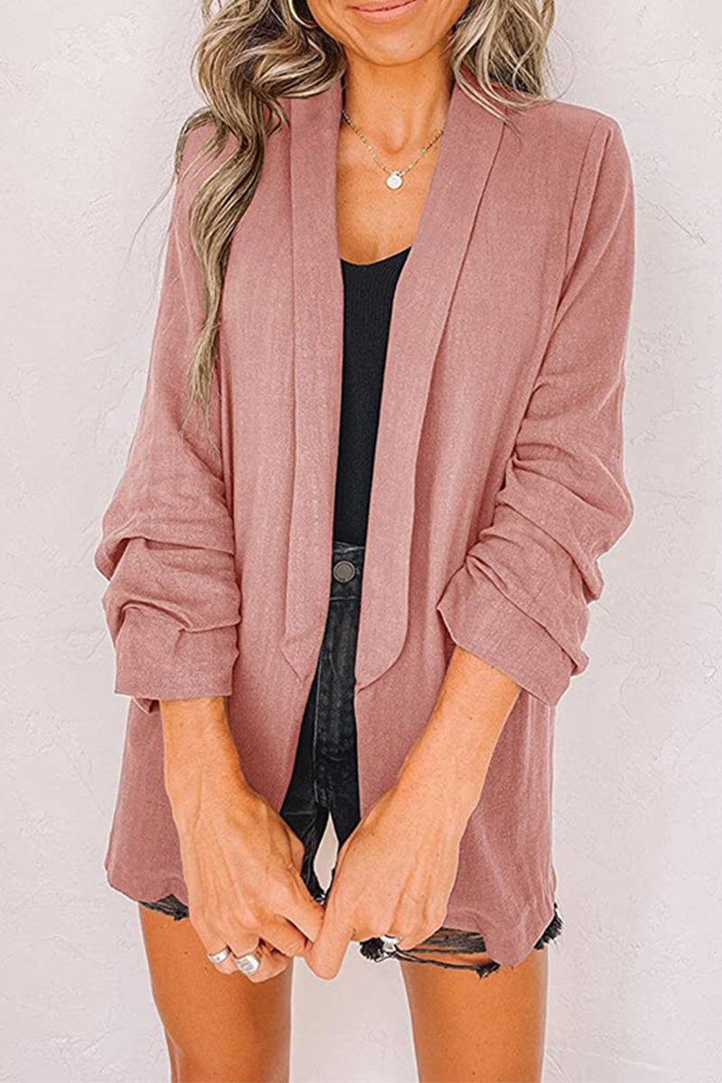 Casual Solid Patchwork Cardigan Collar Outerwear