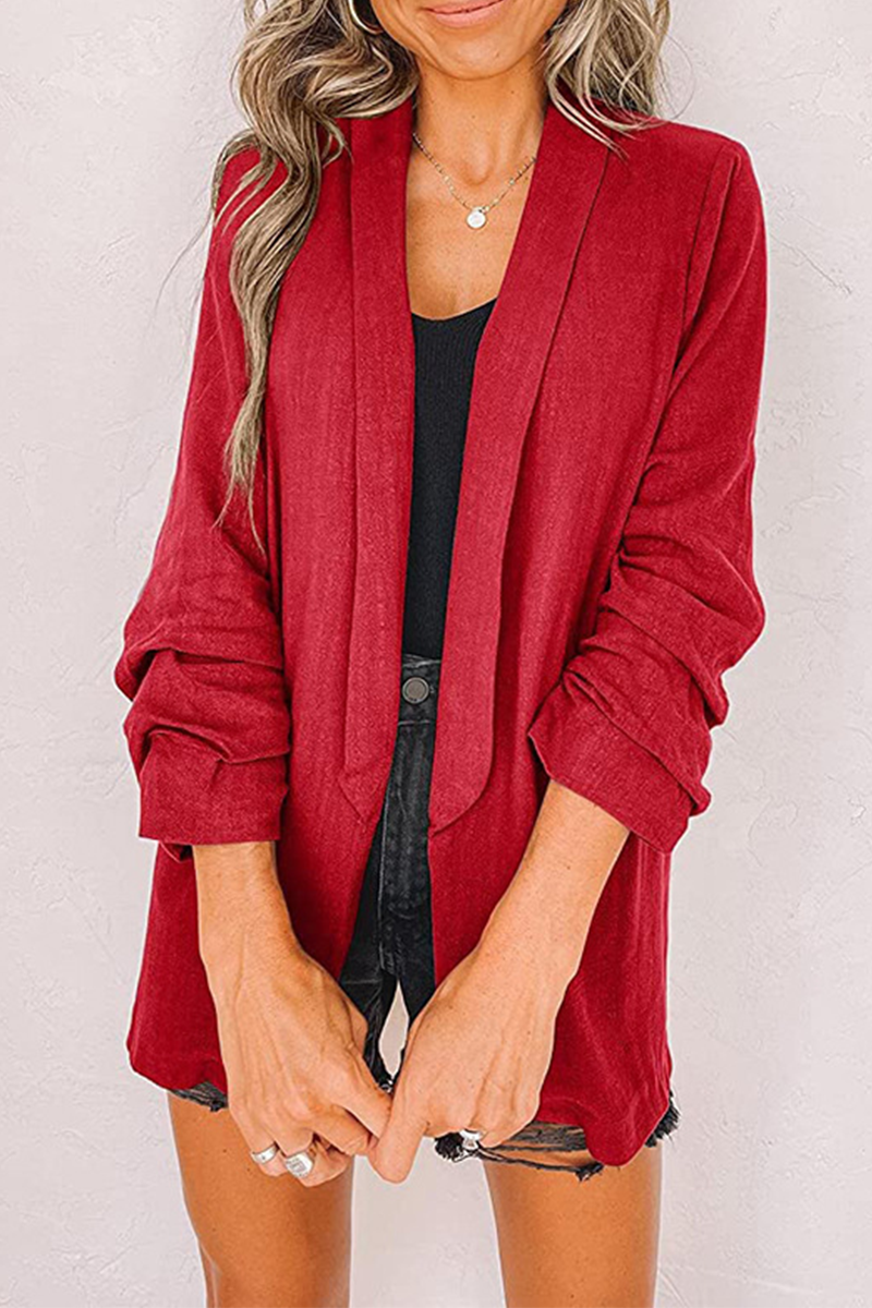 Casual Solid Patchwork Cardigan Collar Outerwear