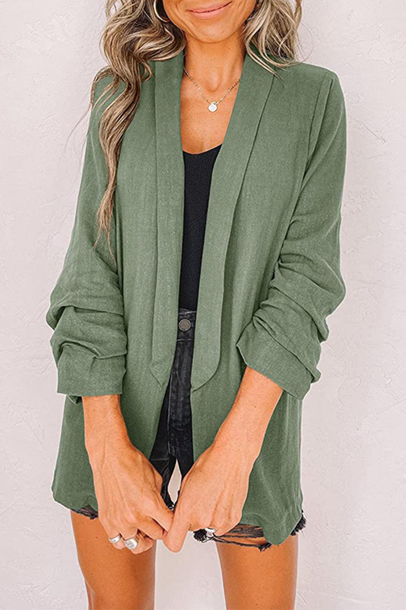 Casual Solid Patchwork Cardigan Collar Outerwear