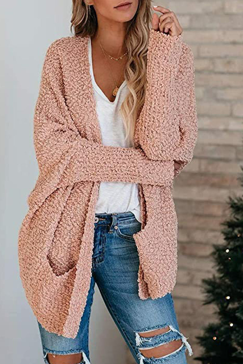 Casual Daily Solid Cardigan Cardigan Collar Tops