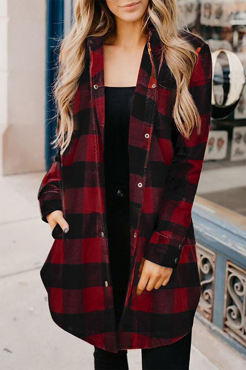 Casual Plaid Patchwork Turndown Collar Blouses(6 Colors)