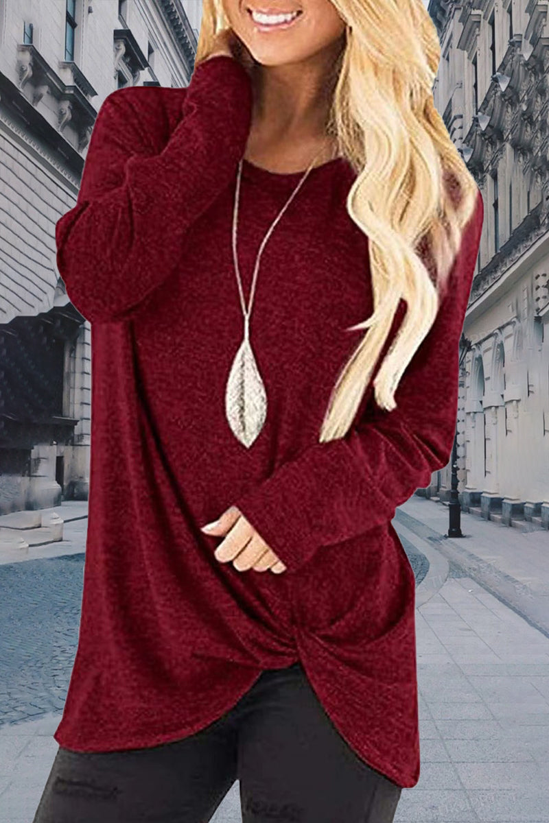 Casual Solid Solid Color O Neck Tops