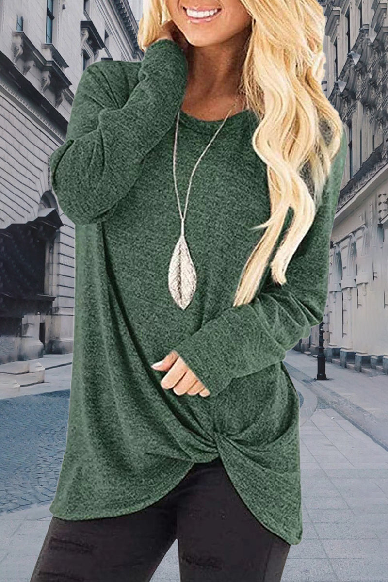 Casual Solid Solid Color O Neck Tops