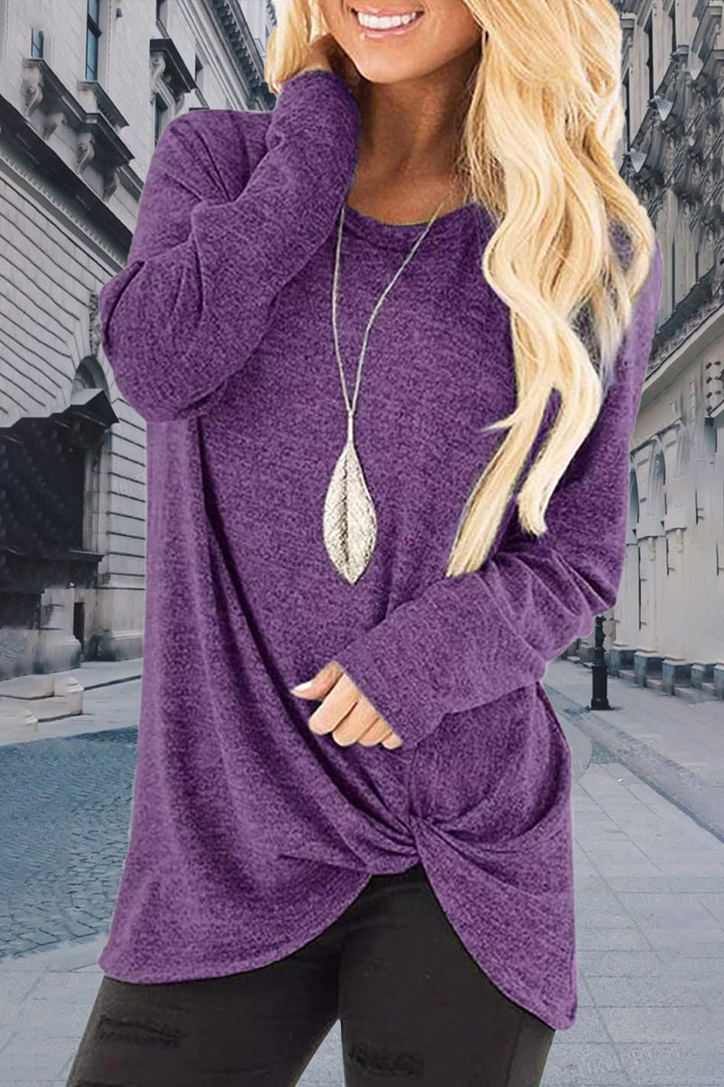 Casual Solid Solid Color O Neck Tops