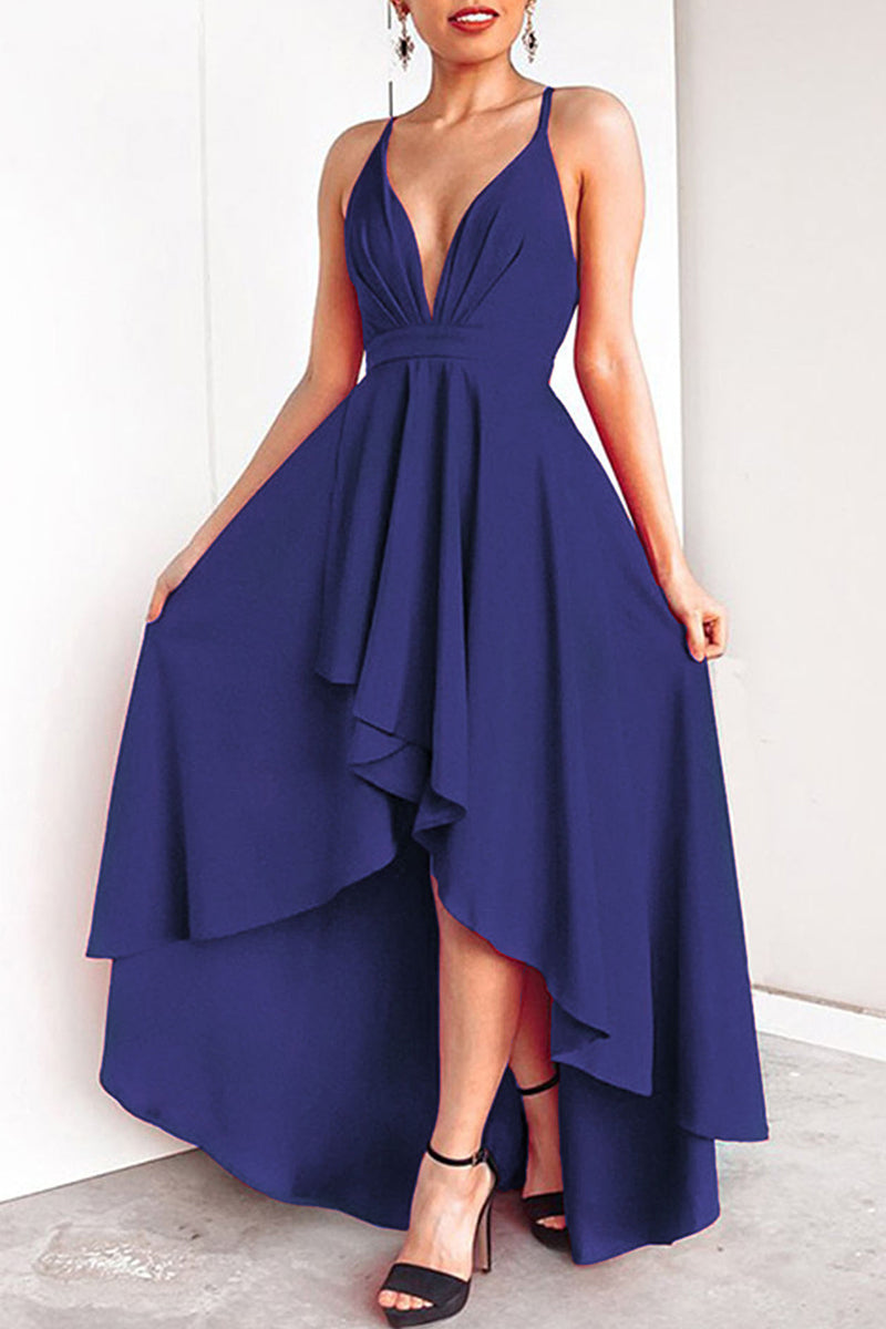 Sexy Formal Solid Ammetrical V Neck Dresses