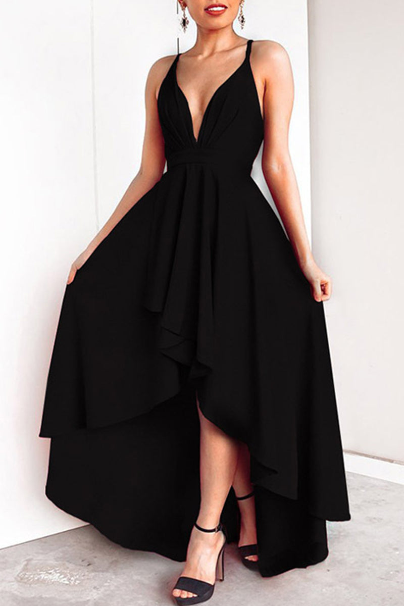 Sexy Formal Solid Ammetrical V Neck Dresses