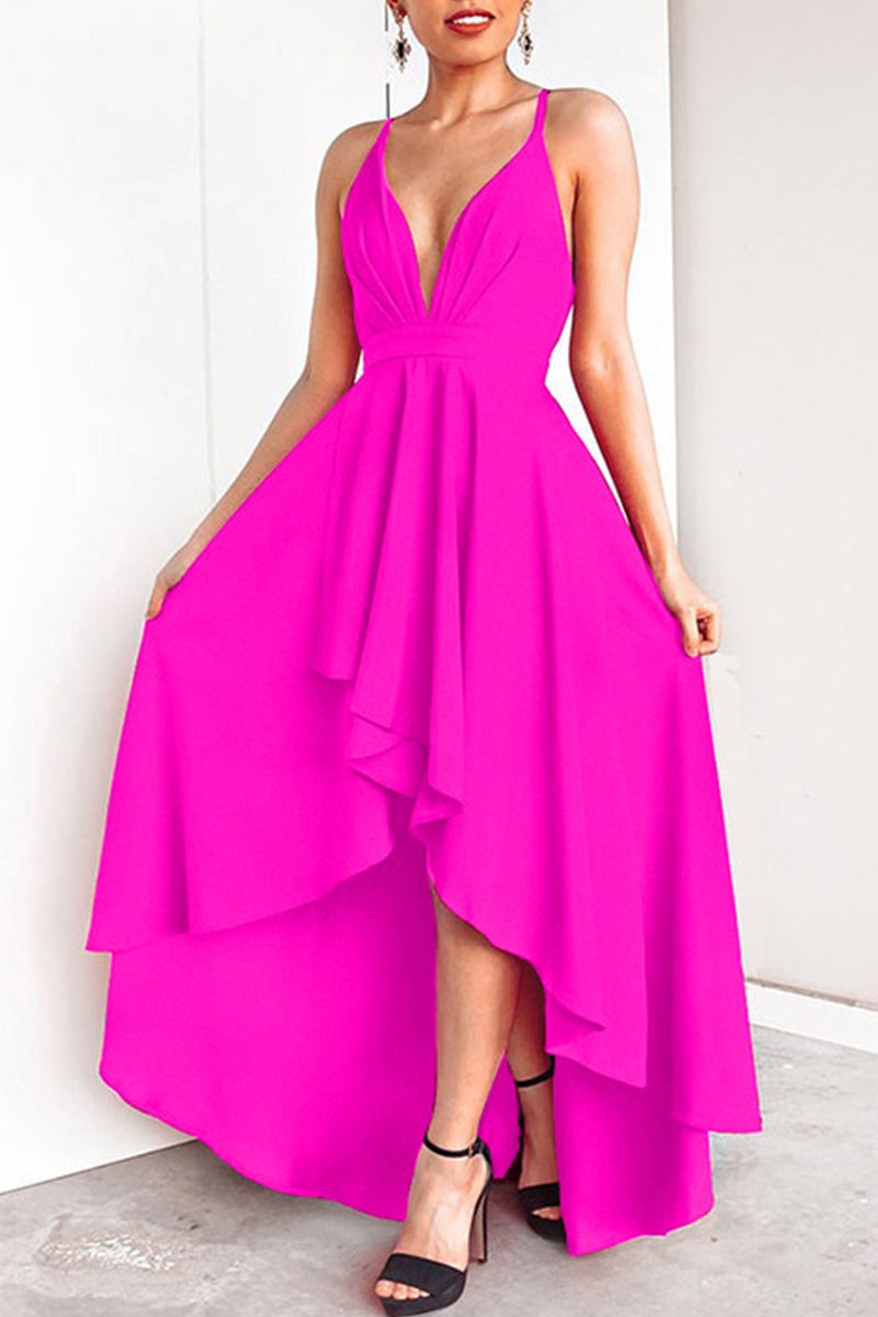 Sexy Formal Solid Ammetrical V Neck Dresses