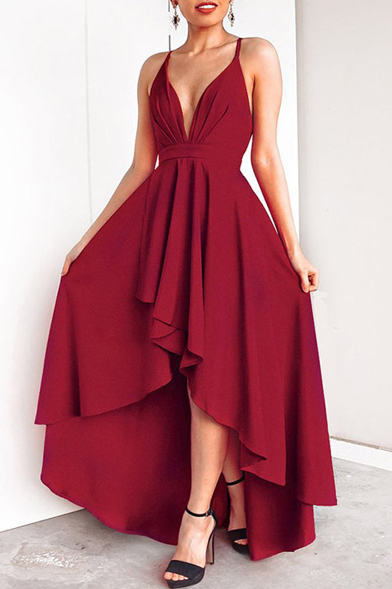 Sexy Formal Solid Ammetrical V Neck Dresses