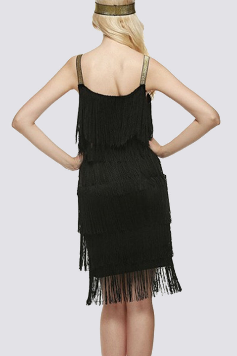 Sexy Party Solid Tassel U Neck Sling Dress Dresses