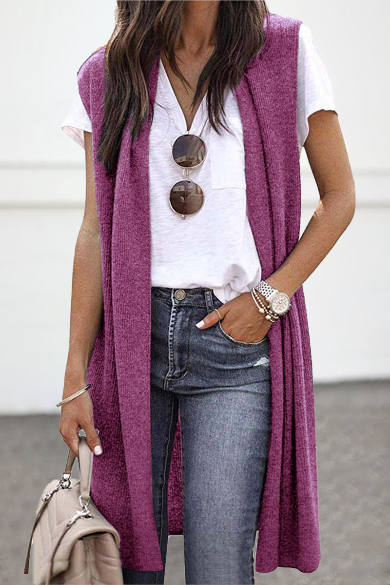 Street Solid Cardigan Collar Tops