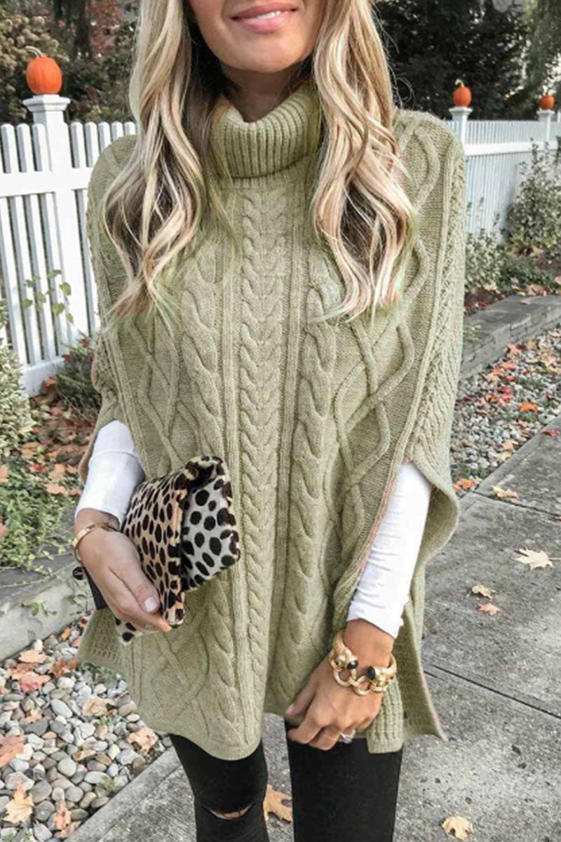 Fashion Casual Solid Pullovers Turtleneck Tops