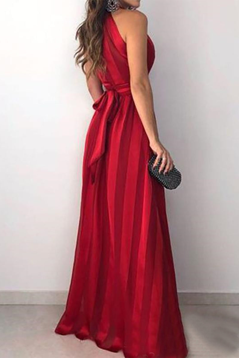 Sexy Formal Color Block Contrast V Neck Sleeveless Dress Dresses