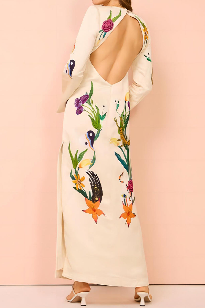 Casual Bohemian Floral Printing O Neck Printed Dress Dresses