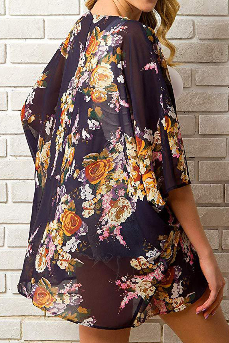 Sexy Vacation Floral Patchwork Swimwears Cover Up