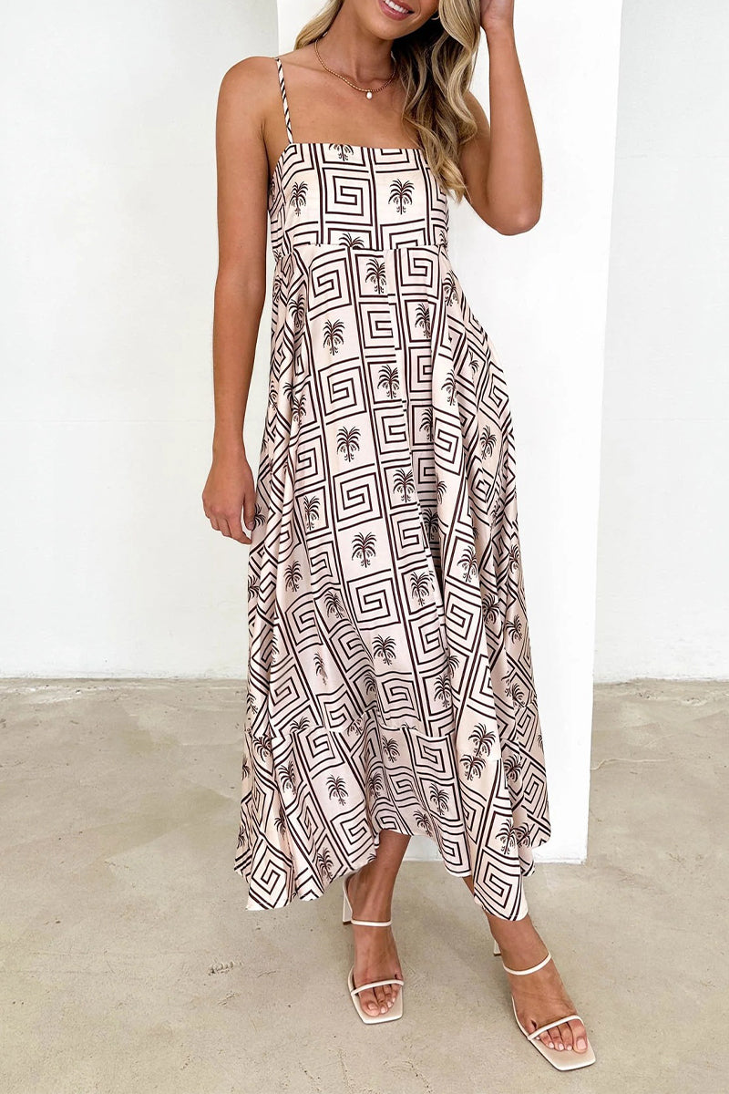 Sexy Geometric Print Backless Sling Dresses